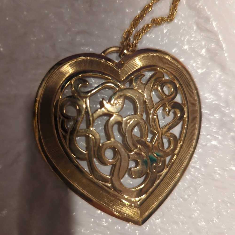 Ladies Huge 2.5" Heart Fashion Necklace Pendant - image 2