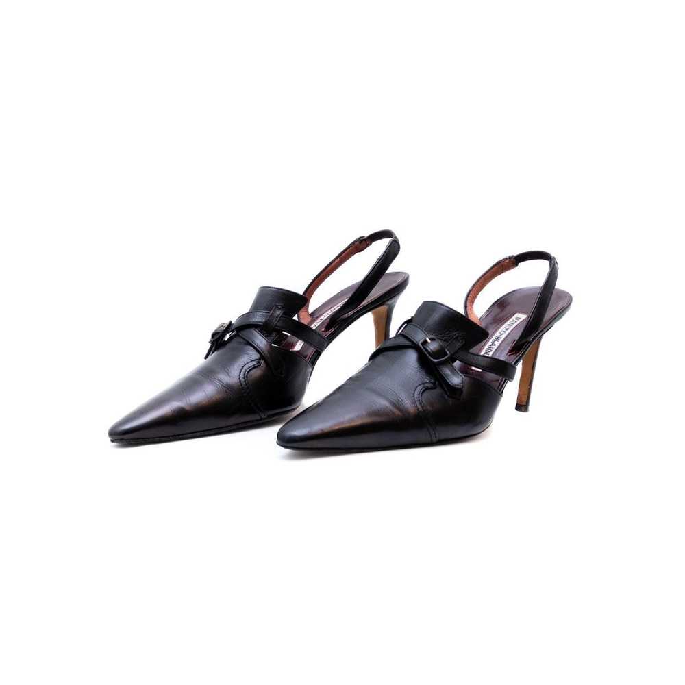 Manolo Blahnik Manolo Blahnik Carolyne Black Leat… - image 2