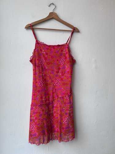 90's Mesh Pink Flower Dress