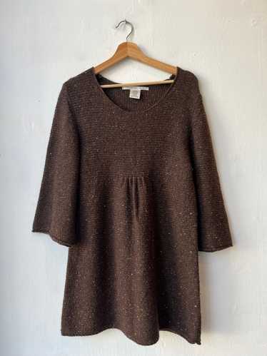 Y2K Brown Knit Babydoll Dress