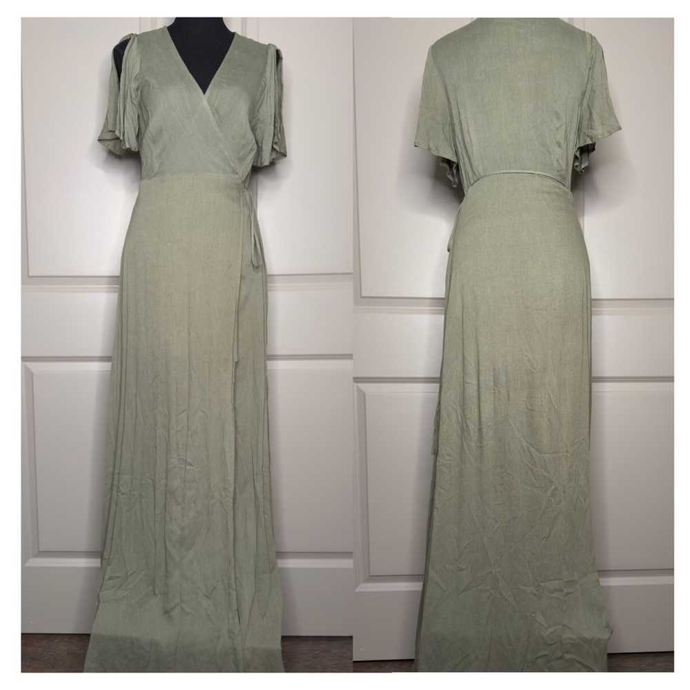 LULU’s Much Obliged Olive Green Wrap Maxi Dress S - image 2