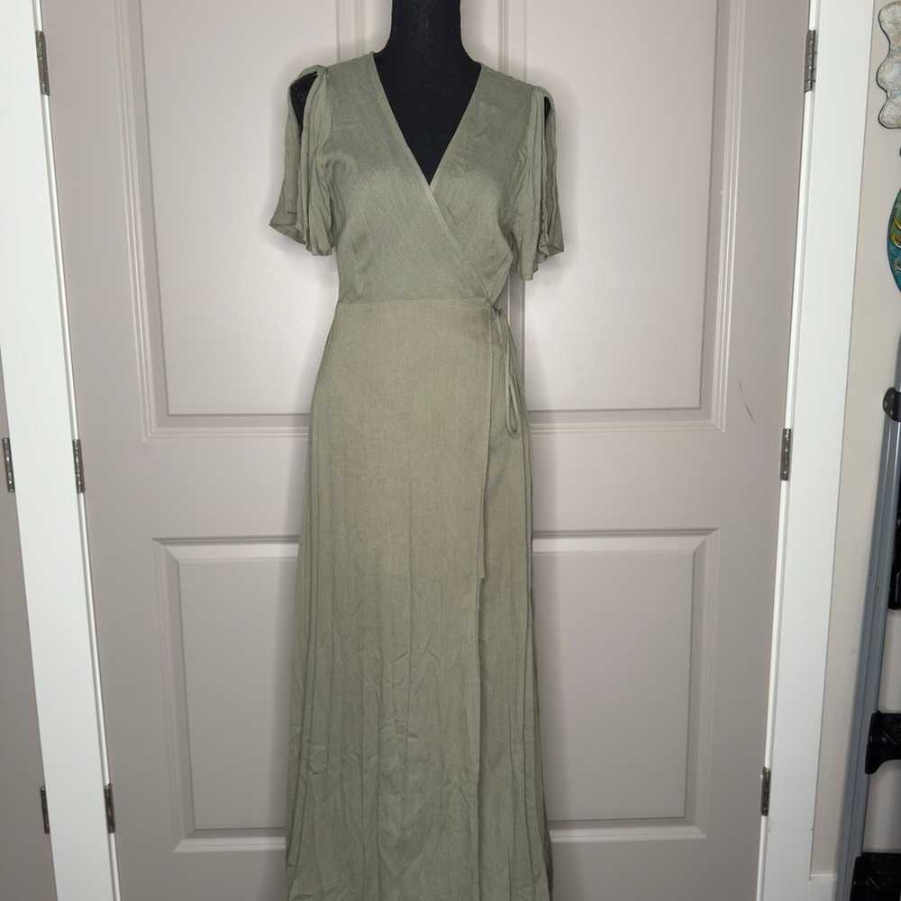 LULU’s Much Obliged Olive Green Wrap Maxi Dress S - image 3