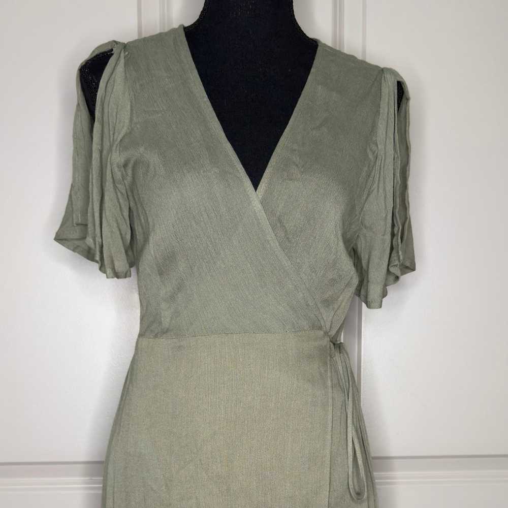 LULU’s Much Obliged Olive Green Wrap Maxi Dress S - image 5