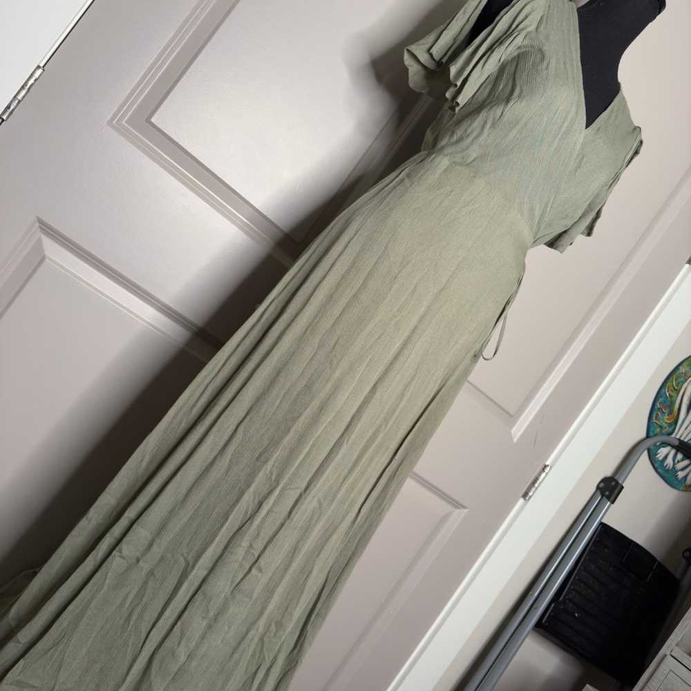 LULU’s Much Obliged Olive Green Wrap Maxi Dress S - image 7