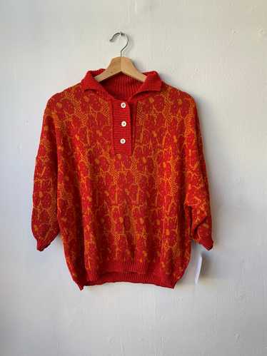 80's Floral Knit Sweater - image 1