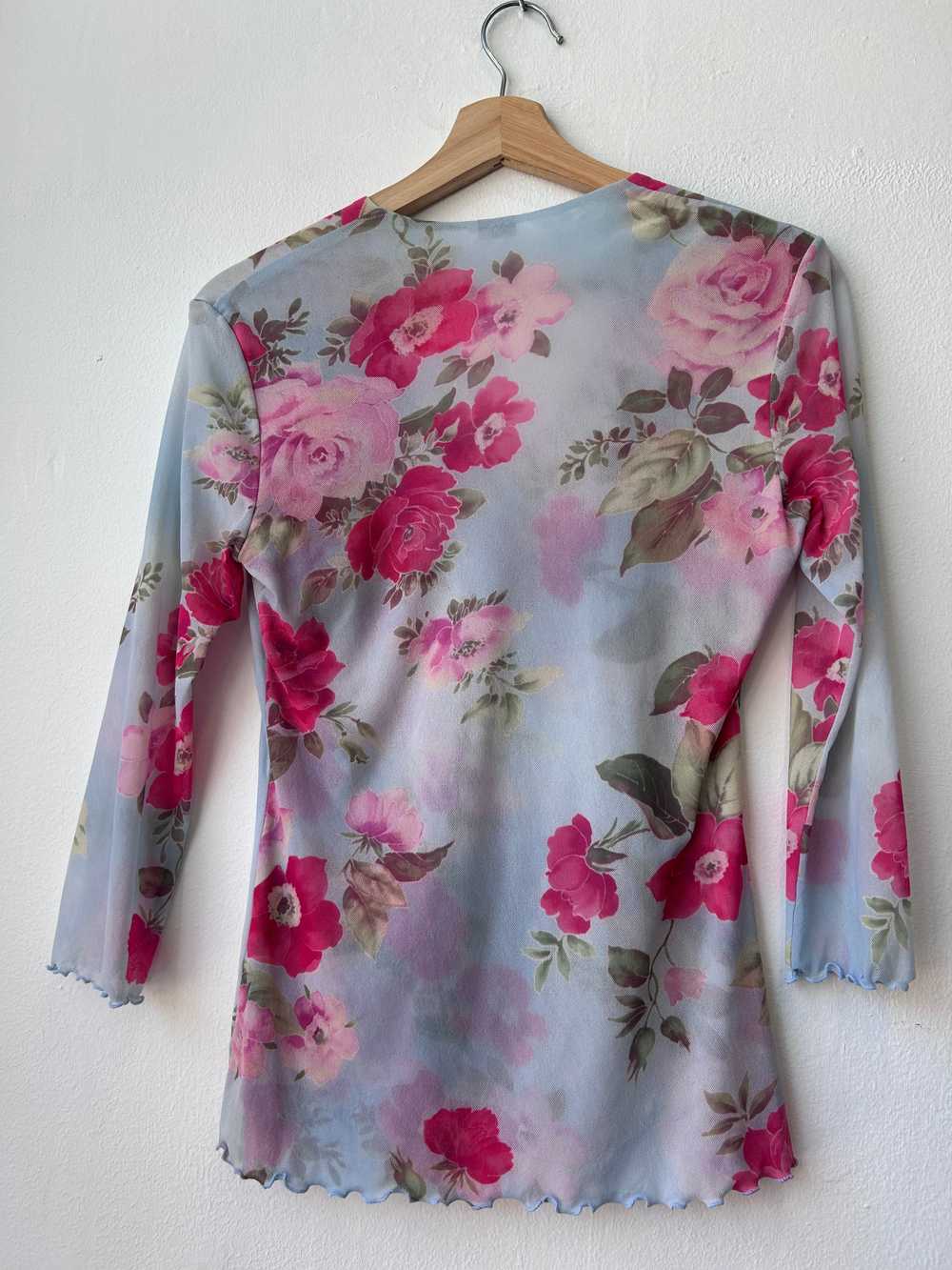 90's Floral Sheer Blouse - image 2