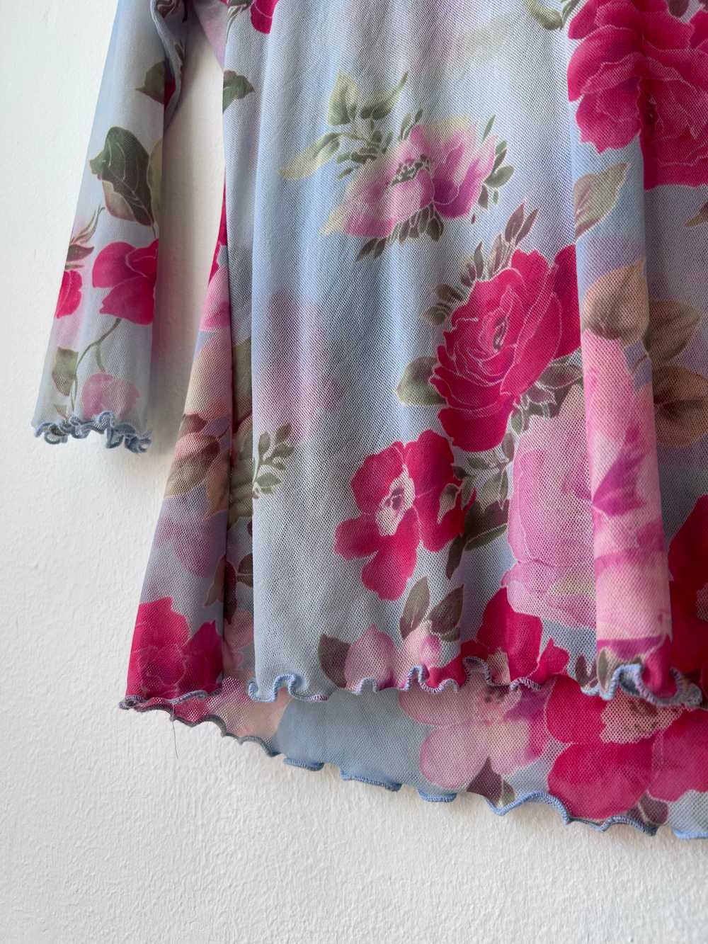 90's Floral Sheer Blouse - image 3