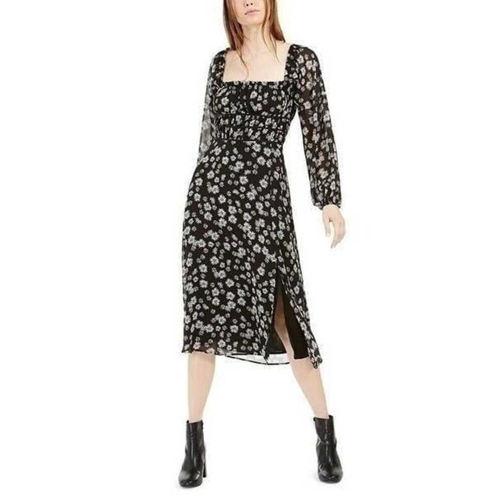 $99.00 LEYDEN Daisy Print Smocked Midi Dress, Bla… - image 1