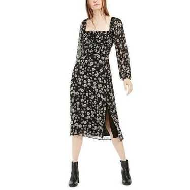 $99.00 LEYDEN Daisy Print Smocked Midi Dress, Bla… - image 1