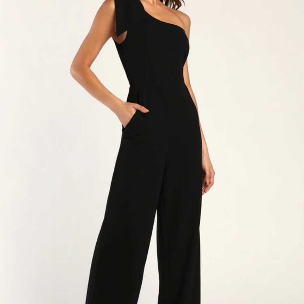 Lulus Loveliest Style Black One-Shoulder Wide-Leg… - image 1