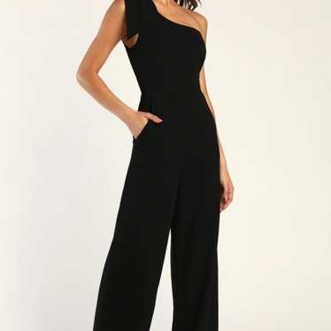 Lulus Loveliest Style Black One-Shoulder Wide-Leg… - image 1