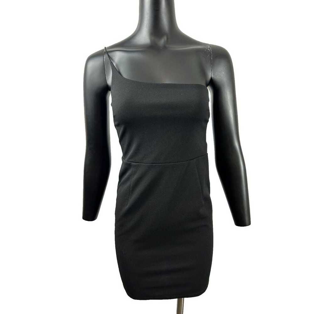 Lulus One Shoulder Bodycon Mini Dress Stretch Bla… - image 1