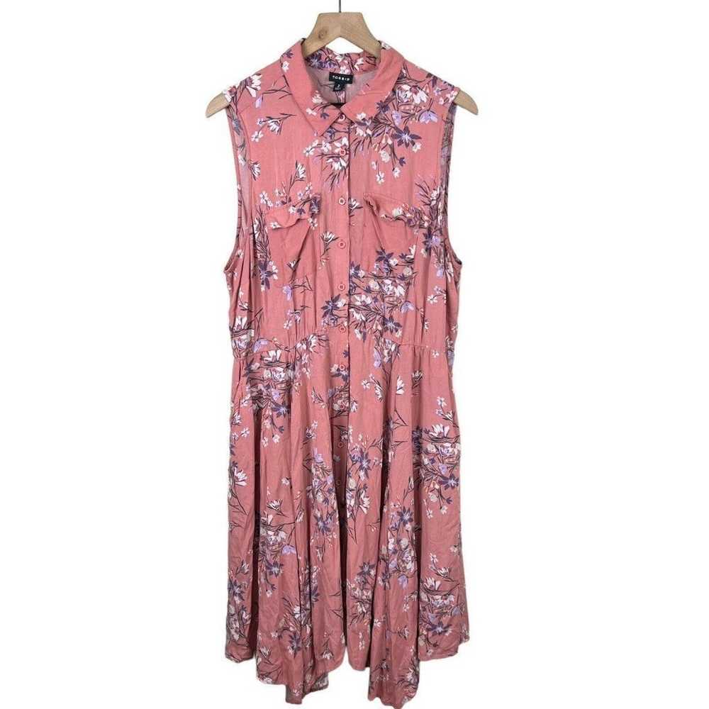 Torrid Womens Pink Floral Sleeveless Front Button… - image 1