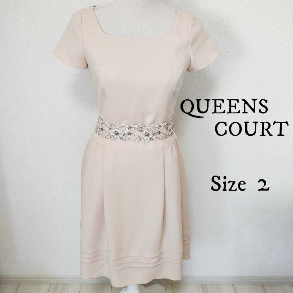 【QUEENS COURT】Solid Color Flare Dress with Lace R… - image 1