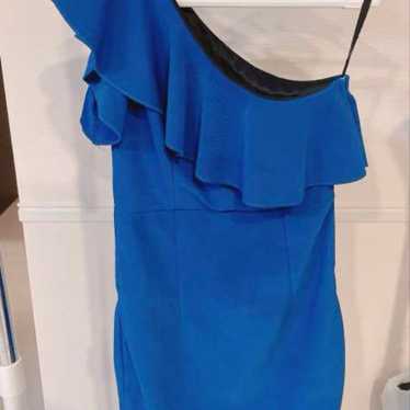 Blue frilled tight dress - image 1