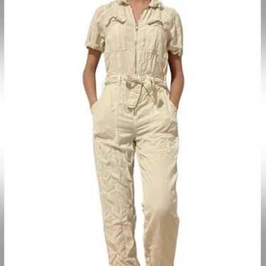 urban outfitters utilitarian cream jumpsuit with … - image 1