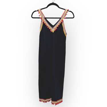 Boden Navy Blue Embroidered and Fringe Sleeveless 