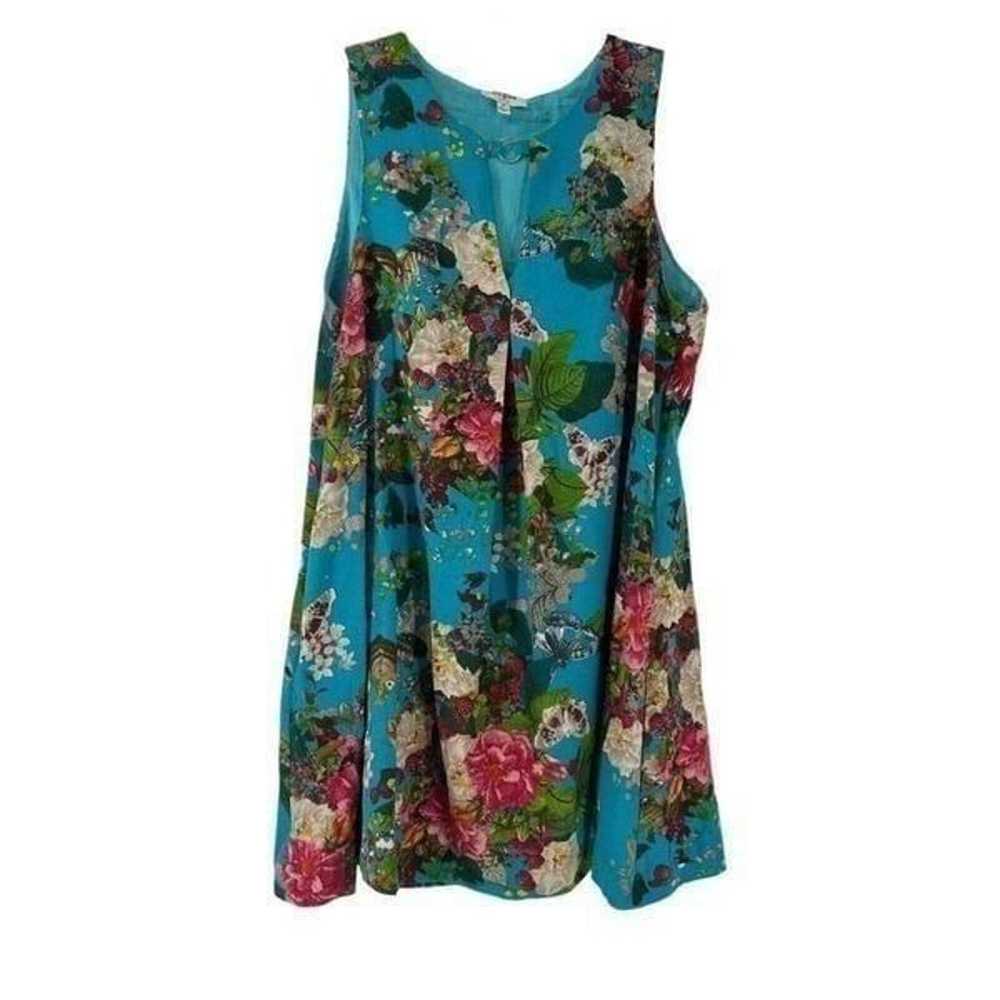 Umgee Dress Blue Floral Butterfly Keyhole Neck Sw… - image 1