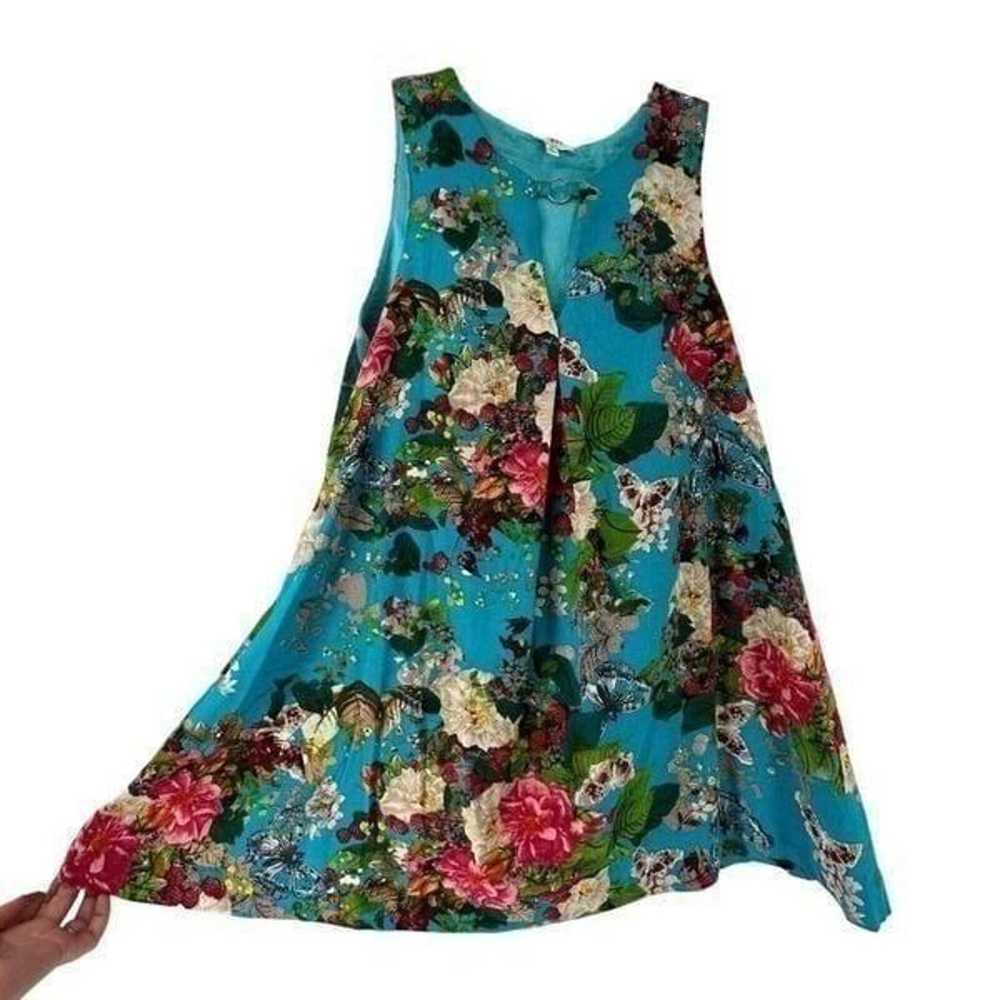 Umgee Dress Blue Floral Butterfly Keyhole Neck Sw… - image 4