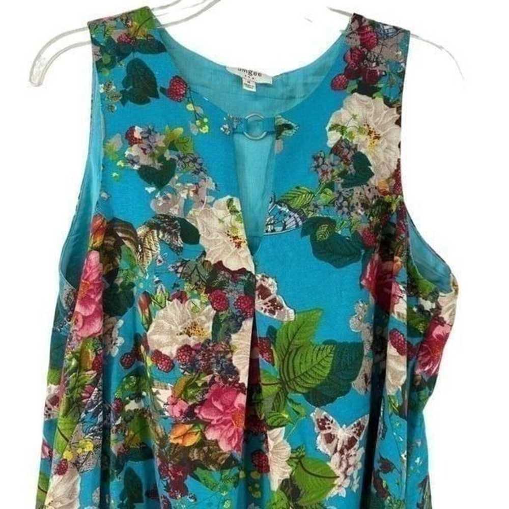 Umgee Dress Blue Floral Butterfly Keyhole Neck Sw… - image 5