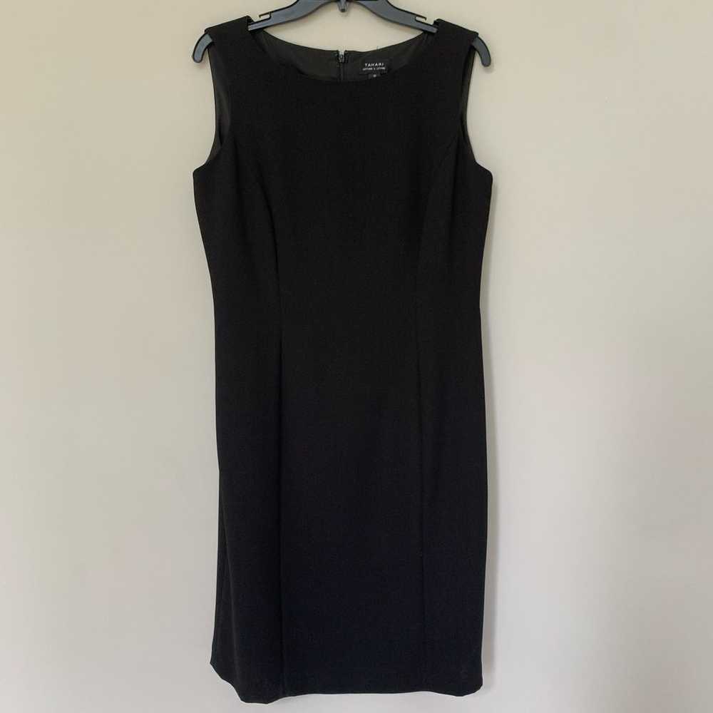 Tahari ASL sleeveless sheath midi dress black cre… - image 1