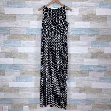 LRL Ralph Lauren Jersey Maxi Dress Black White Pr… - image 1