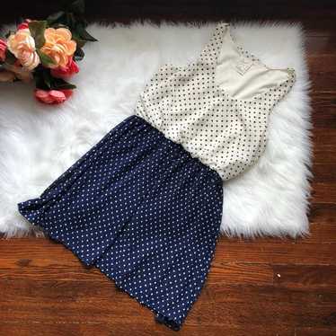 UO Navy Polka Dot Pleated Dress