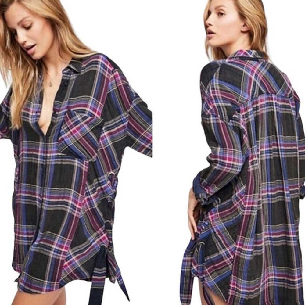 Free People Nordic Day Plaid Tunic Dress - M - image 1