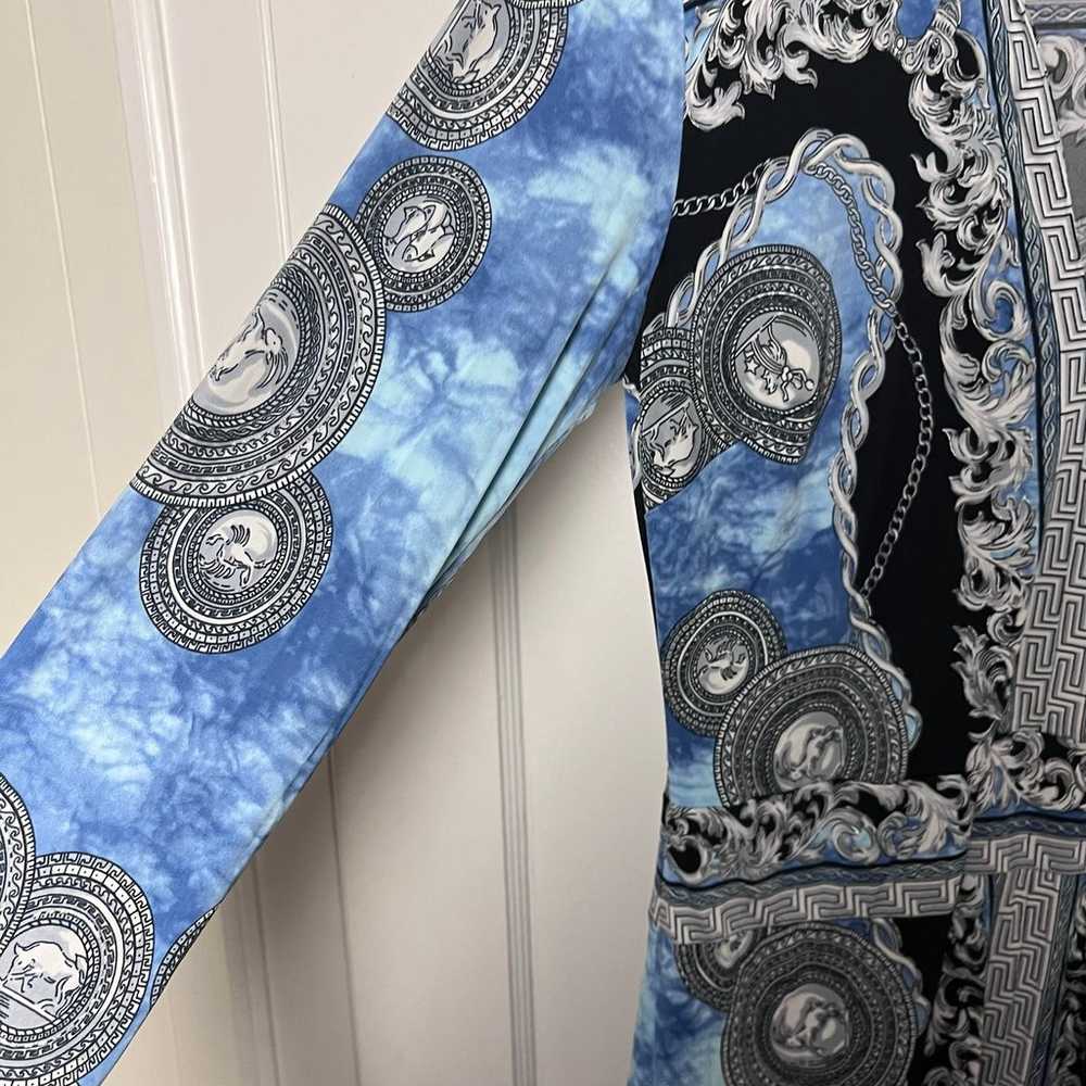 Vintage Cache Women's Greek Zodiac Brocade Blue Y… - image 3