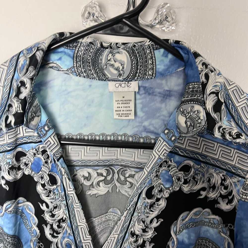 Vintage Cache Women's Greek Zodiac Brocade Blue Y… - image 4