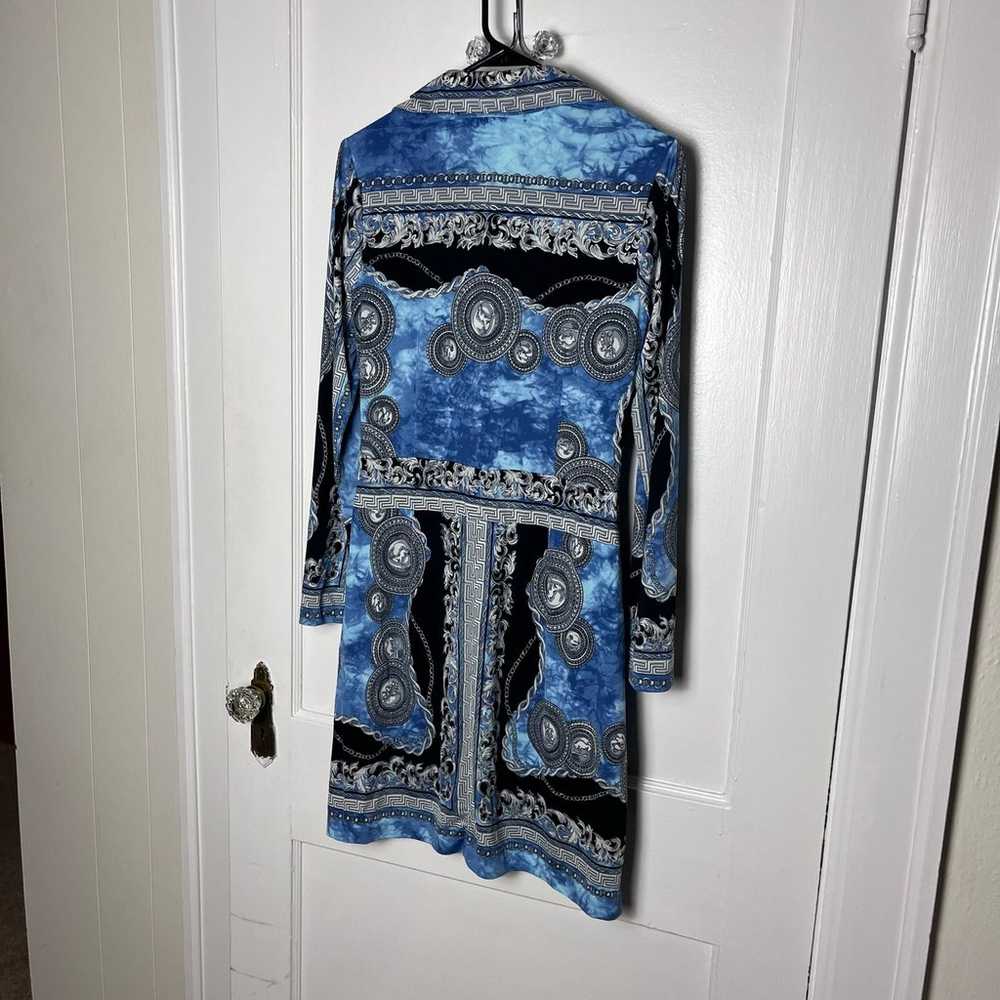 Vintage Cache Women's Greek Zodiac Brocade Blue Y… - image 6