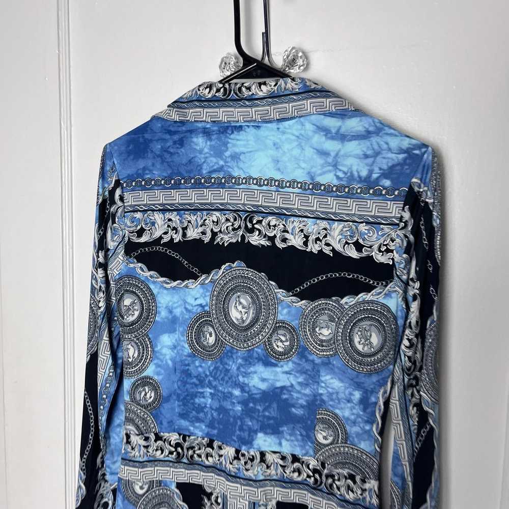 Vintage Cache Women's Greek Zodiac Brocade Blue Y… - image 7