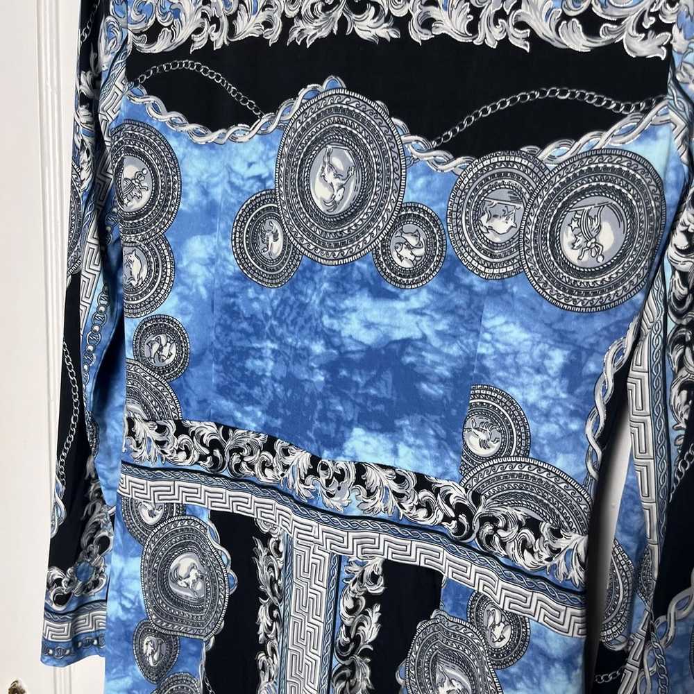 Vintage Cache Women's Greek Zodiac Brocade Blue Y… - image 8