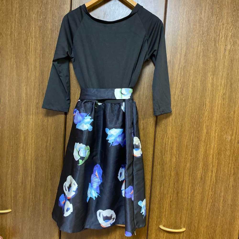 Floral print dress with waist ribbon M - image 2