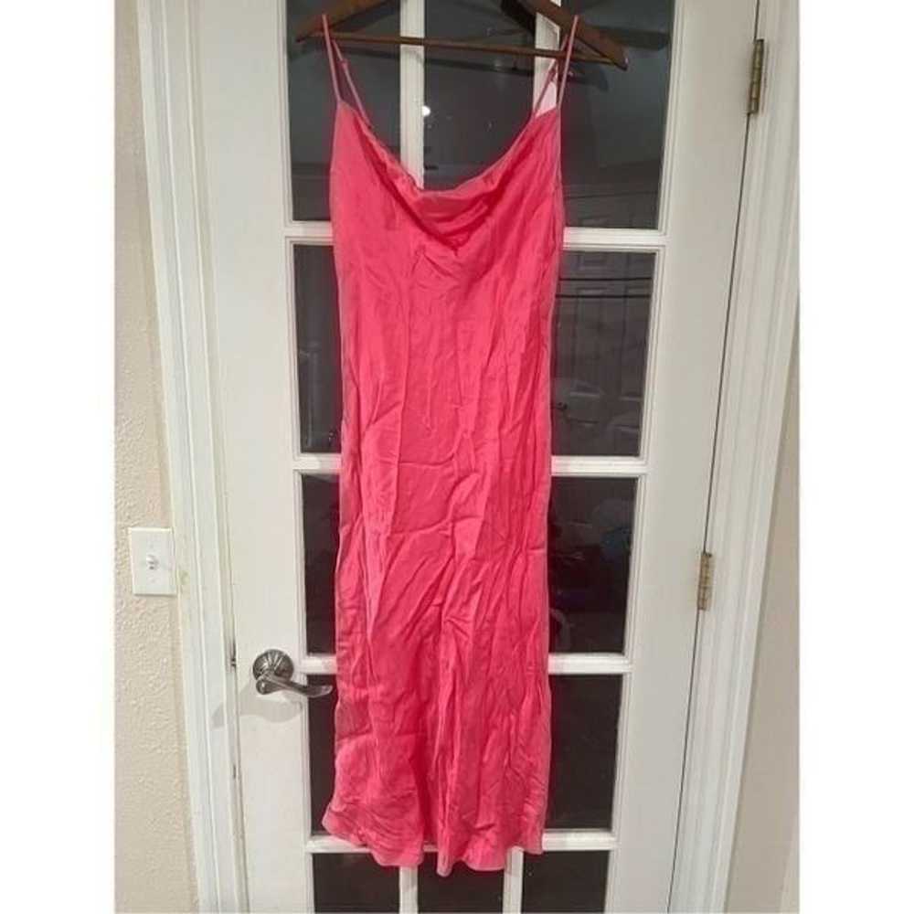 Zara Hot Pink Satin Dress Size Large - image 1