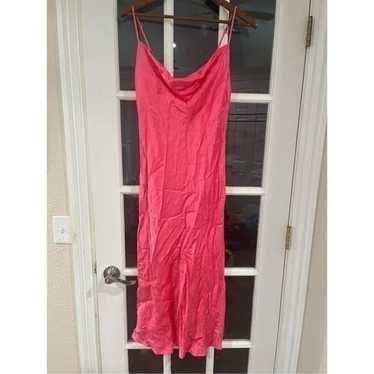 Zara Hot Pink Satin Dress Size Large - image 1