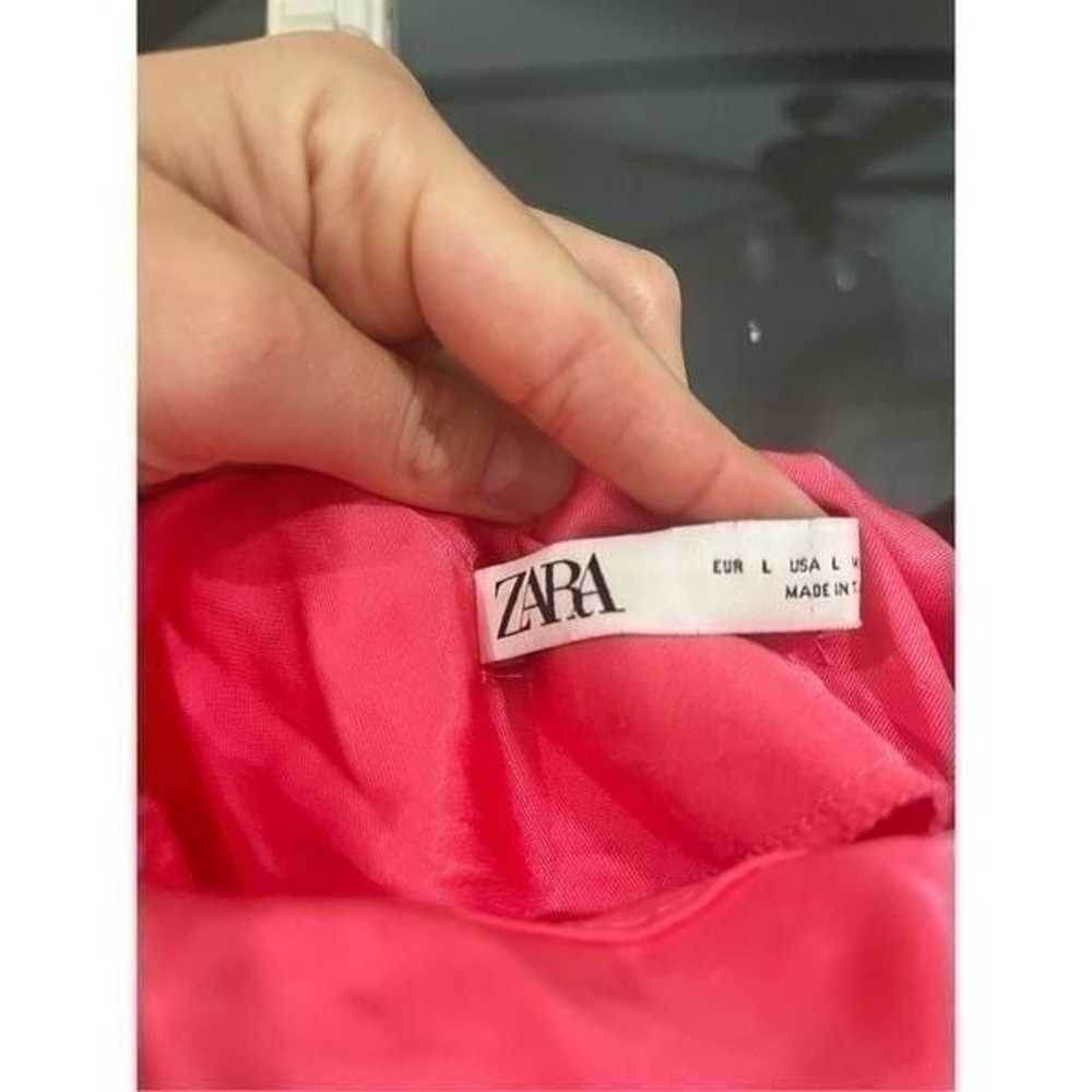 Zara Hot Pink Satin Dress Size Large - image 2