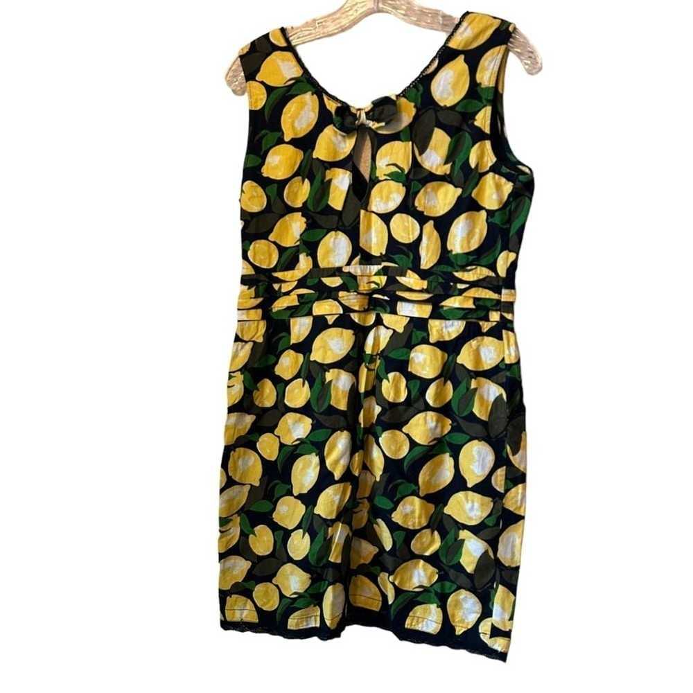 Yumi Cotton Black Mini Dress with Lemons Pockets … - image 2