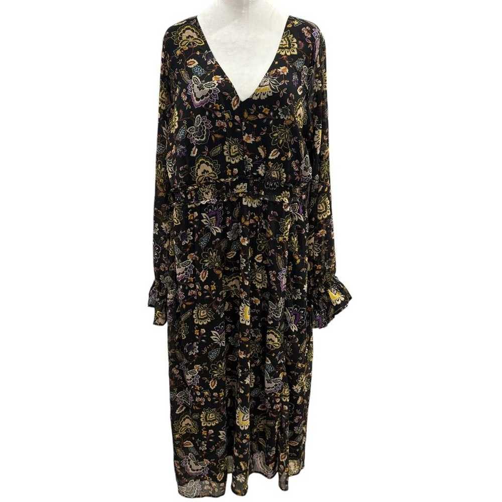 EUC Torrid Black Floral Midi Dress Sz 3 22/24 She… - image 2