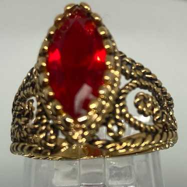 Vintage 18 Kt GE Garnet Swarovski Crystal Filigree