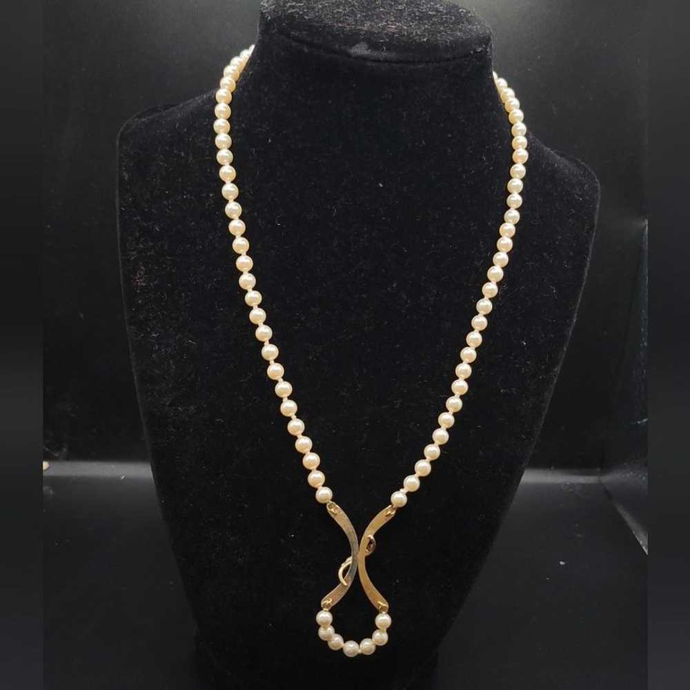 Vintage Krementz Faux Pearl and Rhinestone 14 kt … - image 10