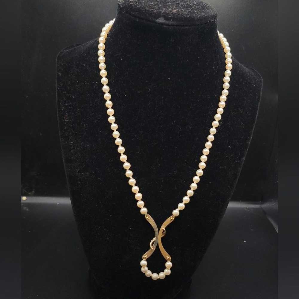 Vintage Krementz Faux Pearl and Rhinestone 14 kt … - image 12