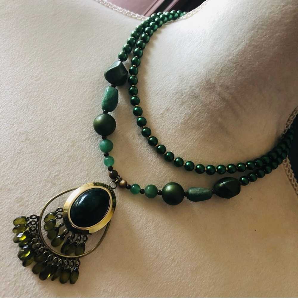 Handcrafted repurpose double strand aventurine st… - image 1