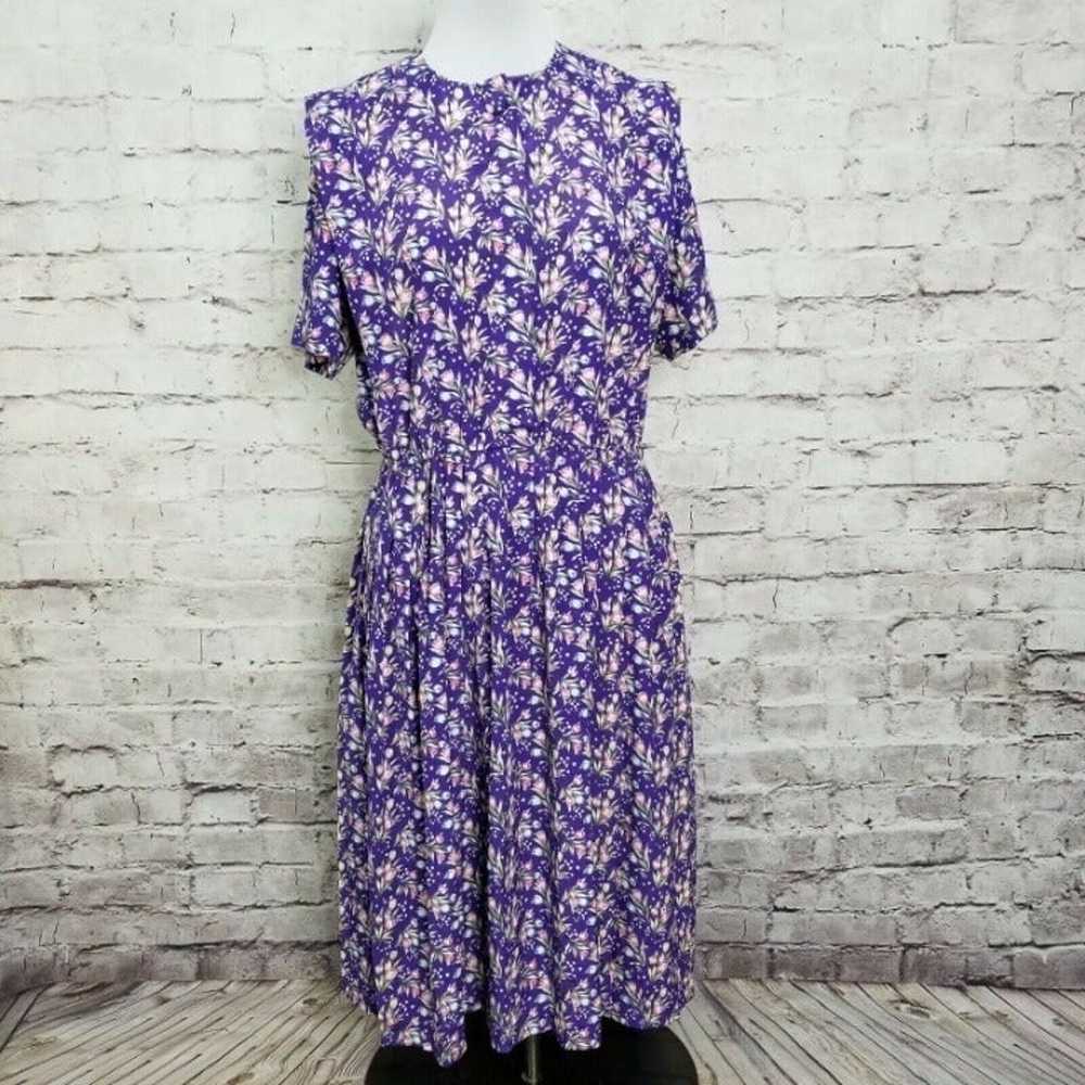 Vintage 90s Leslie Fay Floral Midi - image 1