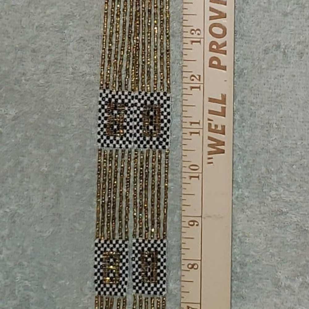 VINTAGE 1920'S WOVEN BEADED FLAPPER FRINGED GOLD,… - image 2