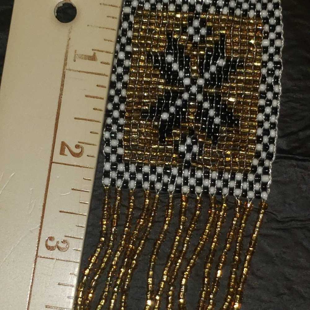 VINTAGE 1920'S WOVEN BEADED FLAPPER FRINGED GOLD,… - image 3