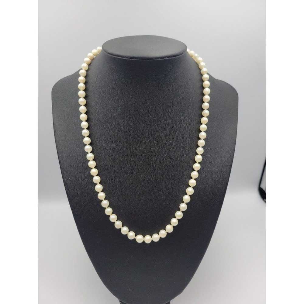 Vintage 14k real round pearl white and cream neck… - image 1