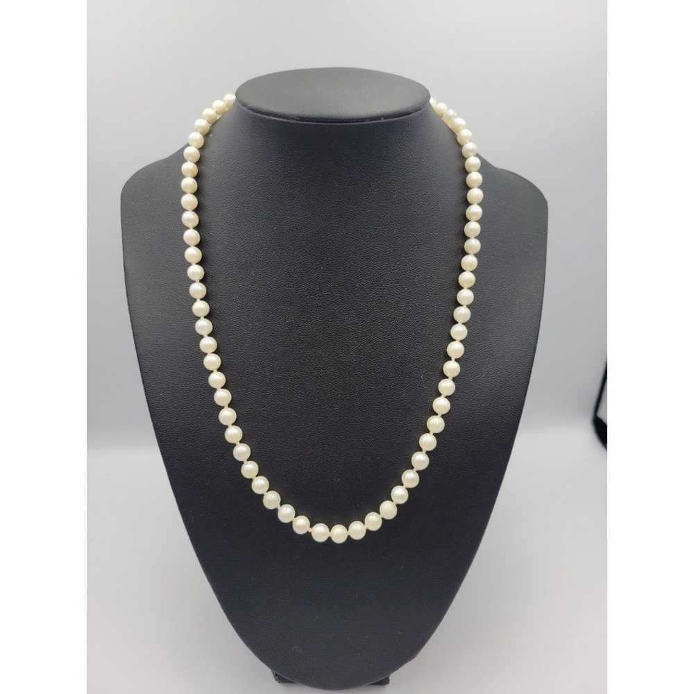 Vintage 14k real round pearl white and cream neck… - image 3