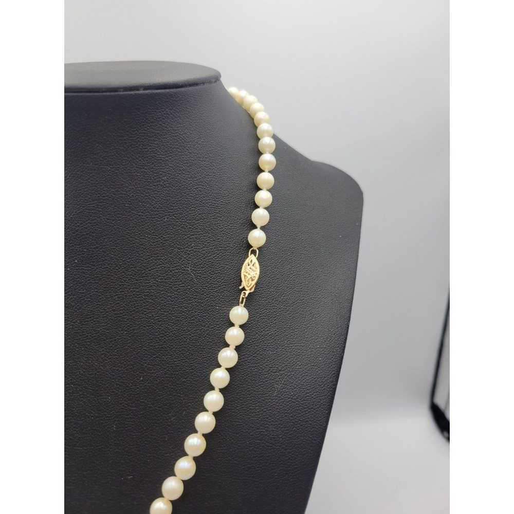 Vintage 14k real round pearl white and cream neck… - image 8