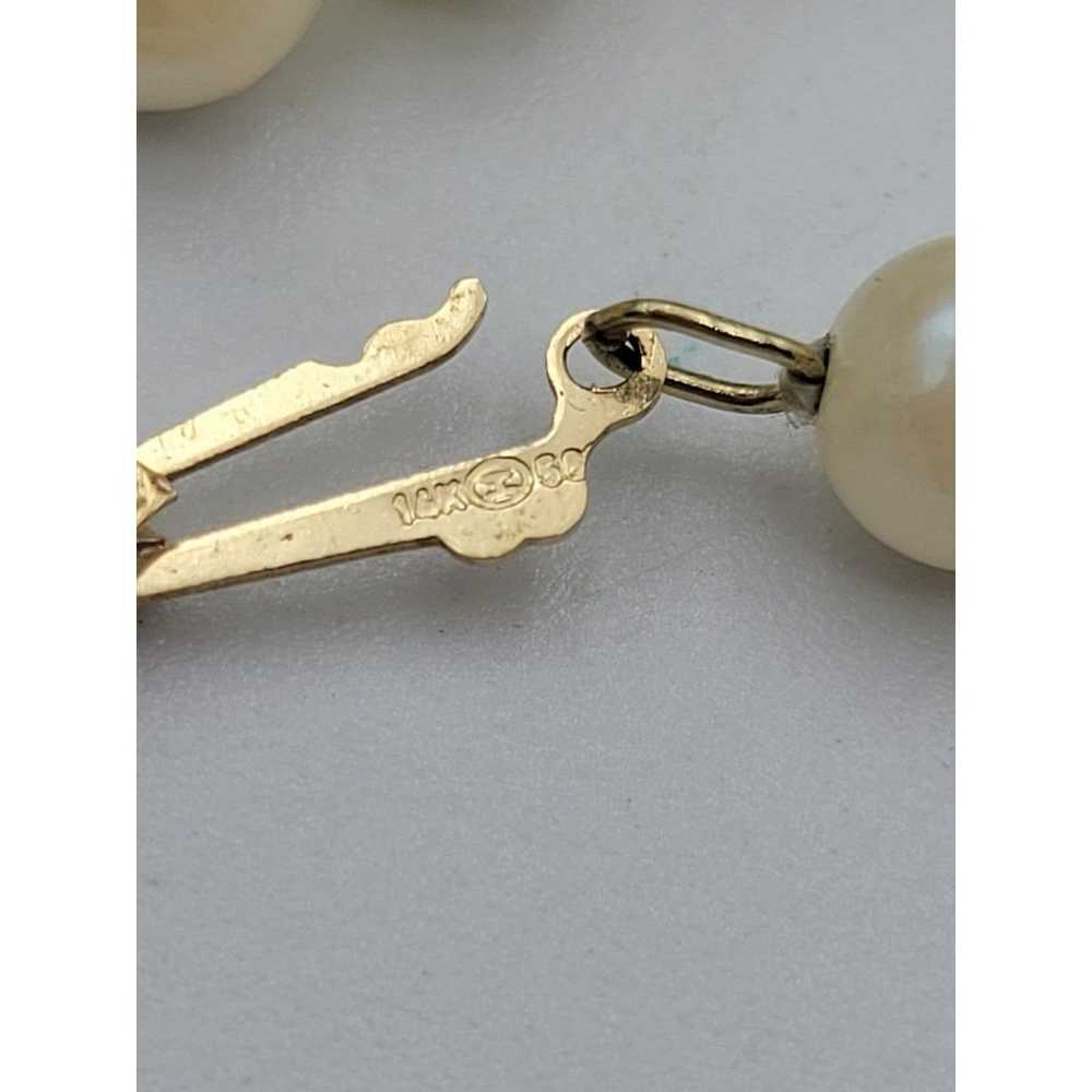 Vintage 14k real round pearl white and cream neck… - image 9